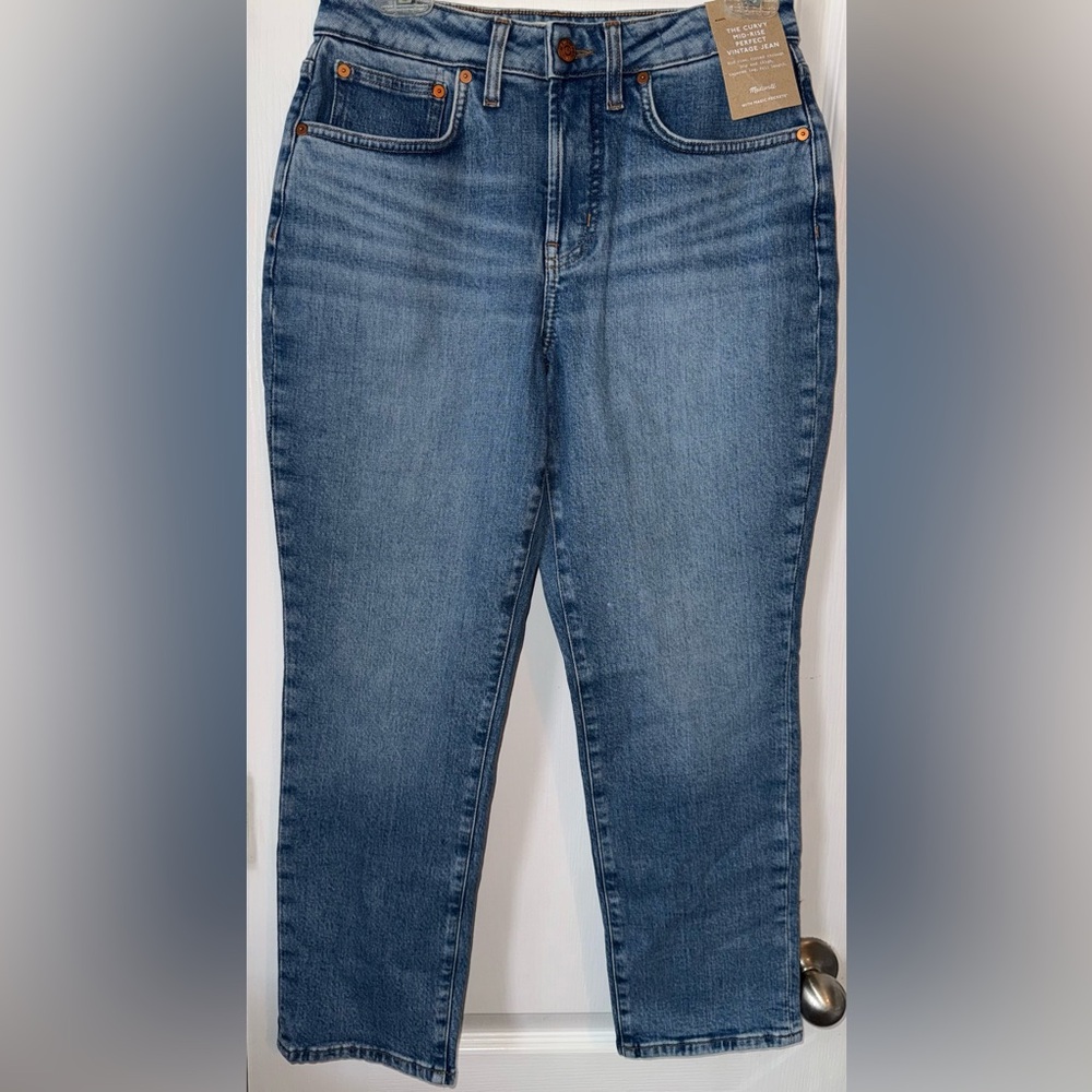 Madewell The Curvy Mid Rise Perfect Vintage Jean Blue NWT Size 27P